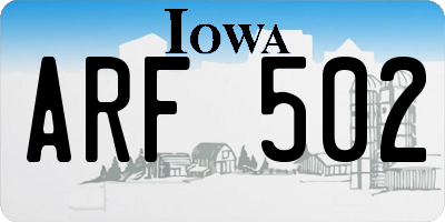 IA license plate ARF502