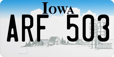 IA license plate ARF503