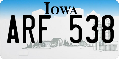 IA license plate ARF538