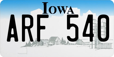 IA license plate ARF540