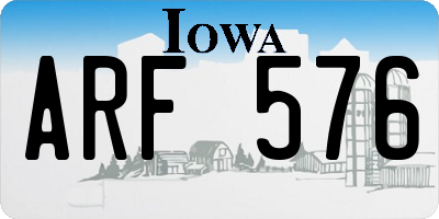 IA license plate ARF576