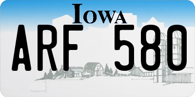 IA license plate ARF580