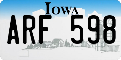 IA license plate ARF598