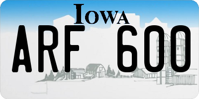 IA license plate ARF600