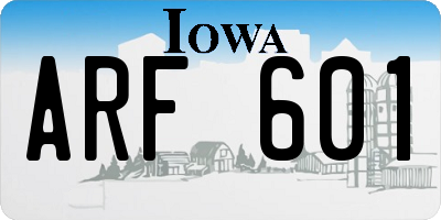 IA license plate ARF601