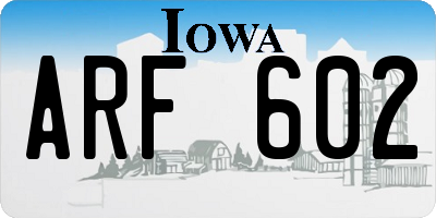 IA license plate ARF602
