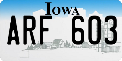 IA license plate ARF603