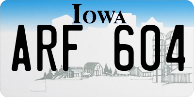 IA license plate ARF604
