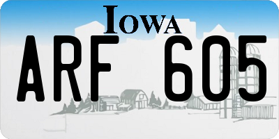 IA license plate ARF605