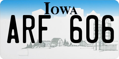 IA license plate ARF606