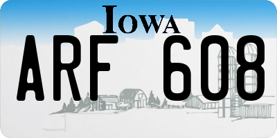 IA license plate ARF608