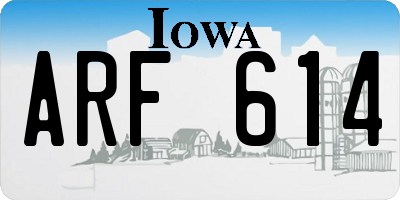 IA license plate ARF614