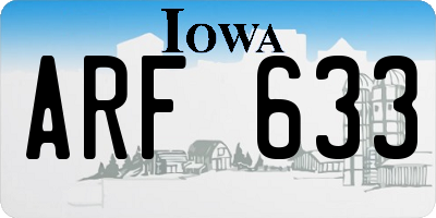 IA license plate ARF633