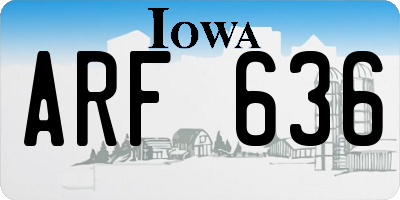IA license plate ARF636