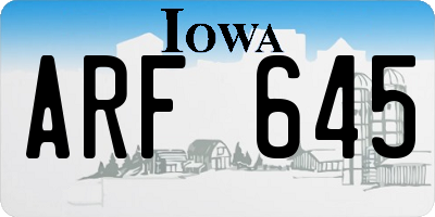 IA license plate ARF645