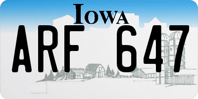 IA license plate ARF647
