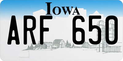 IA license plate ARF650
