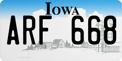 IA license plate ARF668