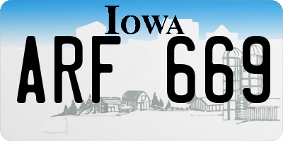 IA license plate ARF669