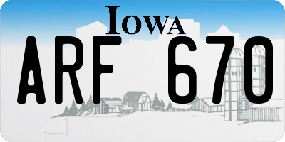 IA license plate ARF670