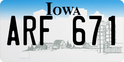 IA license plate ARF671