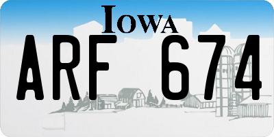 IA license plate ARF674