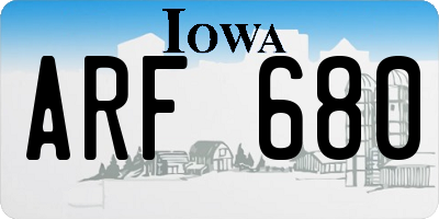 IA license plate ARF680