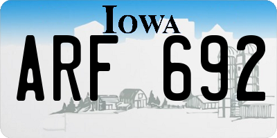 IA license plate ARF692