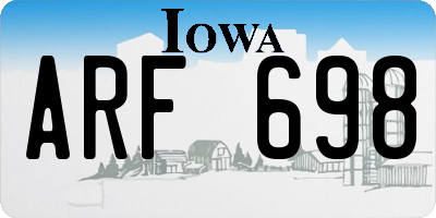 IA license plate ARF698