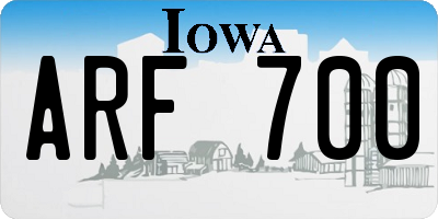IA license plate ARF700