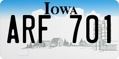 IA license plate ARF701