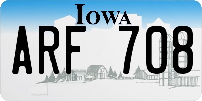 IA license plate ARF708