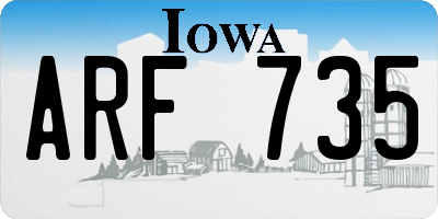 IA license plate ARF735