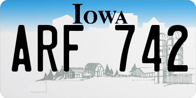 IA license plate ARF742
