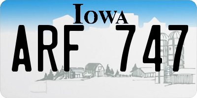 IA license plate ARF747