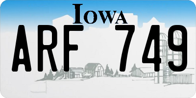 IA license plate ARF749
