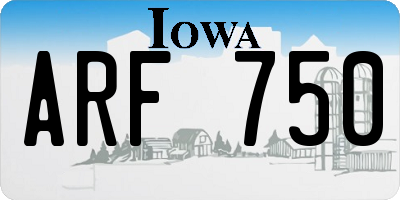 IA license plate ARF750