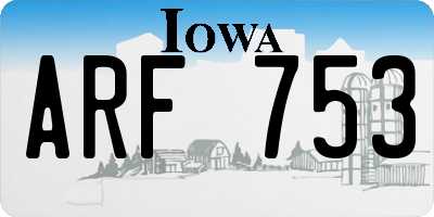 IA license plate ARF753