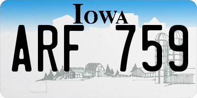 IA license plate ARF759