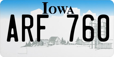 IA license plate ARF760