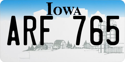 IA license plate ARF765