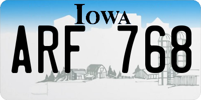 IA license plate ARF768