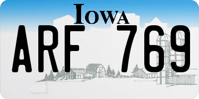 IA license plate ARF769