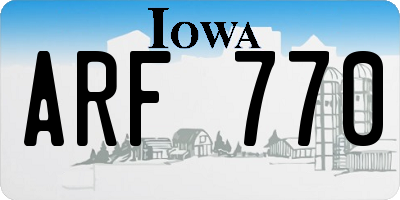 IA license plate ARF770