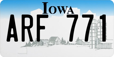 IA license plate ARF771