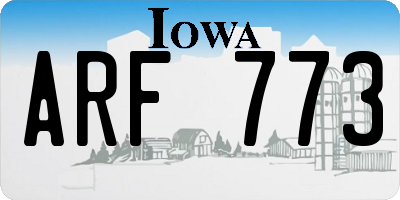 IA license plate ARF773