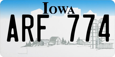 IA license plate ARF774
