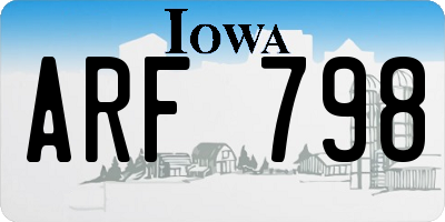 IA license plate ARF798
