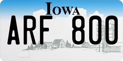 IA license plate ARF800