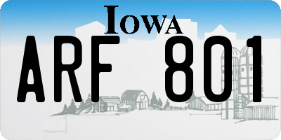 IA license plate ARF801